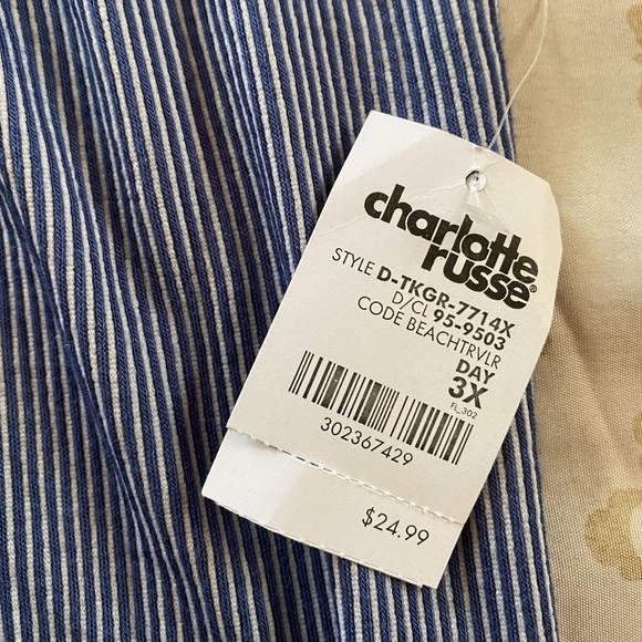 Blue and white off the shoulder plus size top - Picture 2 of 2